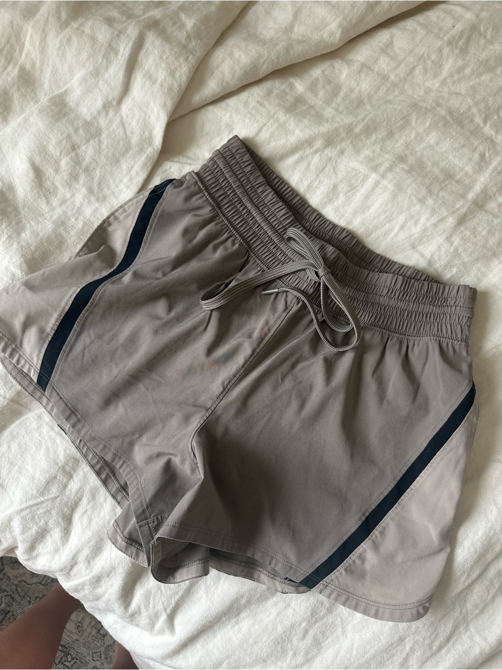 Abercrombie & Fitch Gray YPB Athletic Shorts with Black Stripe